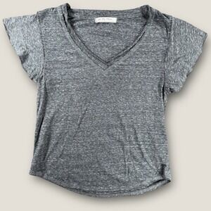Free People We The Free Gray V-Neck Flutter Sleeve Tee Shirt Women XS Heather